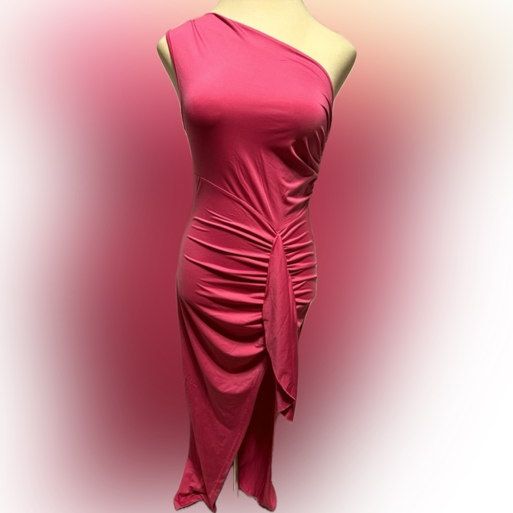 Women's Ruched One Shoulder Dress, High Split Hem Long Bodycon Maxi Dress